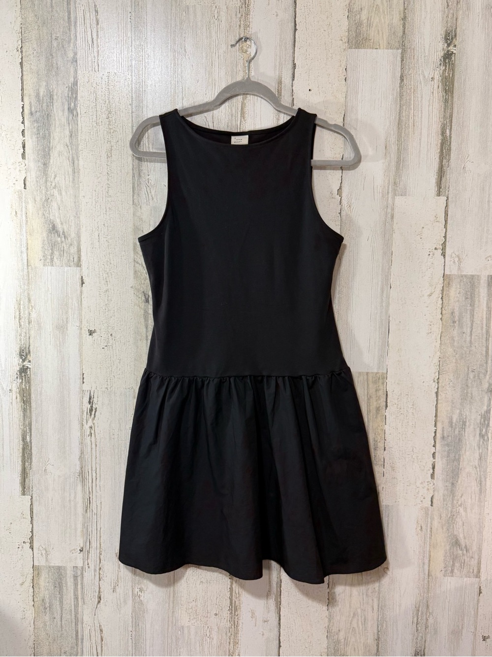 a new day Black Sleeveless Gathered Drop-Waist Mini Dress